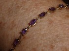 Oval-Cut Amethyst Tennis Bracelet-7 1/4"-4.37 G 10K Solid Yellow Gold Slim Line