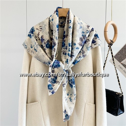 Sallys Cashmere Ring Scarf Wrap Shawl Flowers Print Soft Delicate Light 78"*39" - Picture 6 of 12