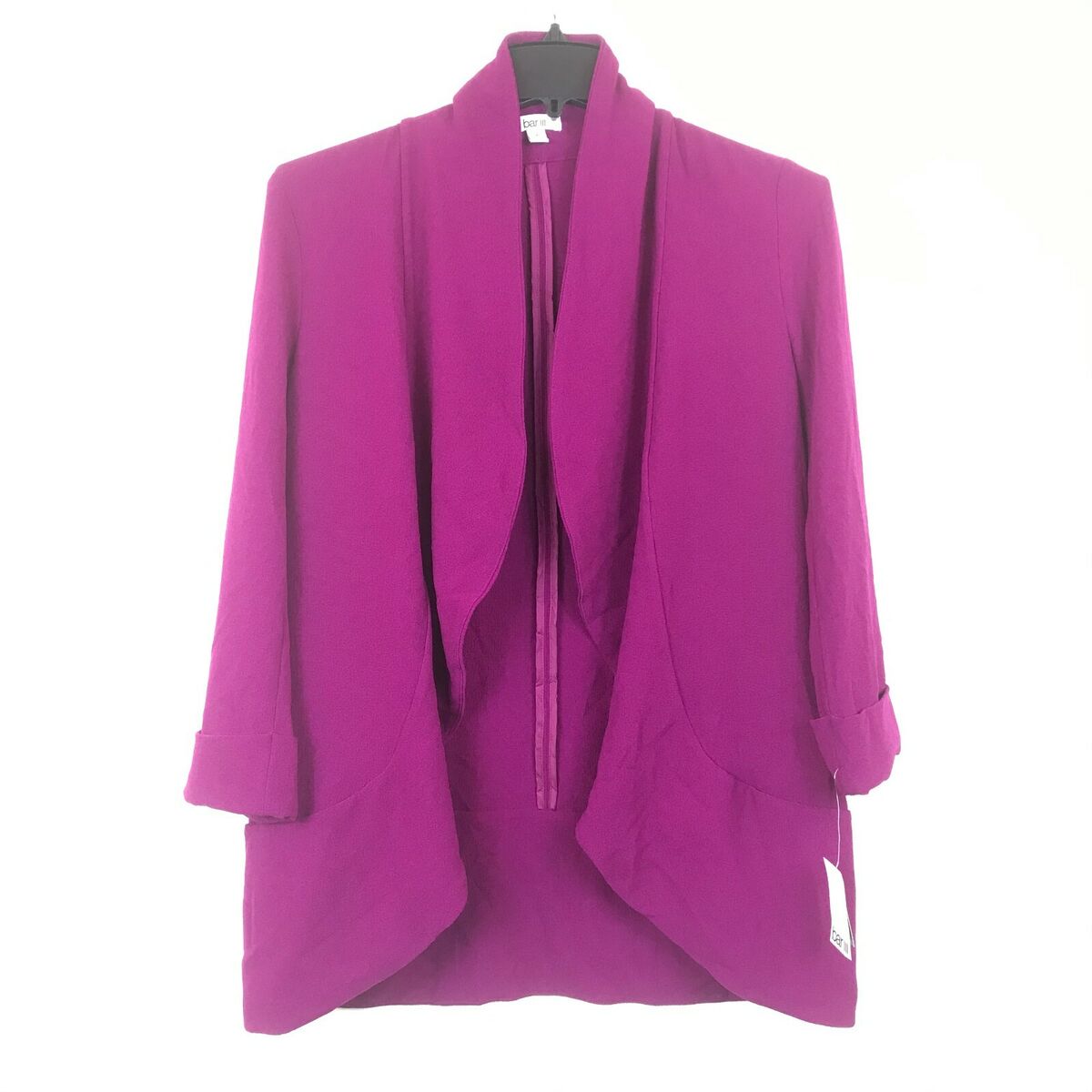 Bar III Women SZ Medium Dark Pink 3/4 Cuff Sleeve Open Front Bar III Women SZ Medium Dark Pink 3/4 Cuff Sleeve Open Front