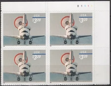 SC# 3261 - $3.20 Priority Mail - Space Shuttle Landing Plate Block of 4
