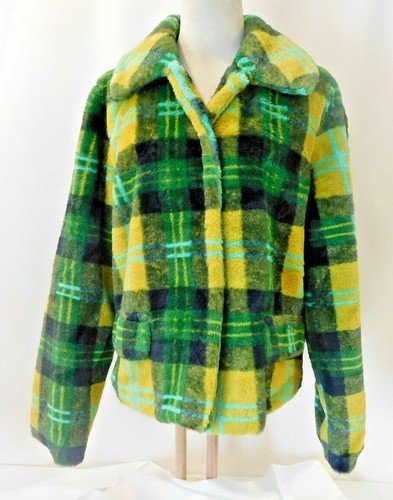 Urban Outfitters Faux Fur Green Plaid 