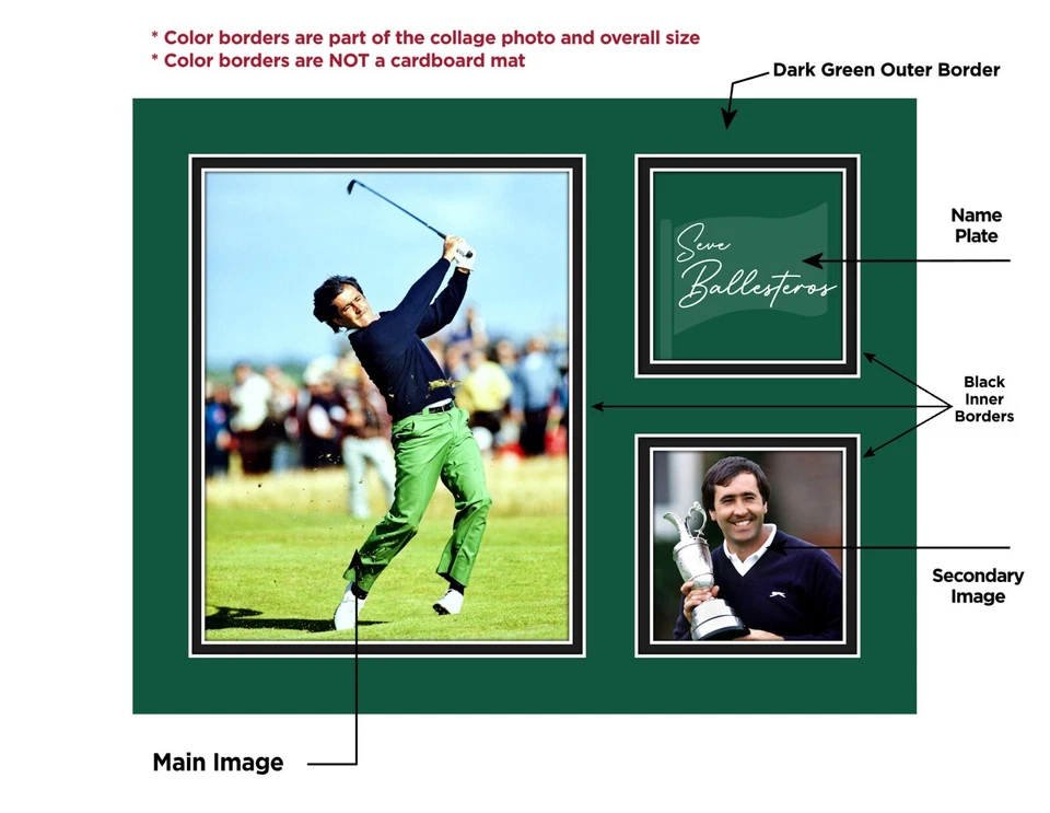 Foto collage enmarcada SEVE BALLESTEROS GOLFISTA - 8x10 u 11x14 (S1) Foto 2 de 4
