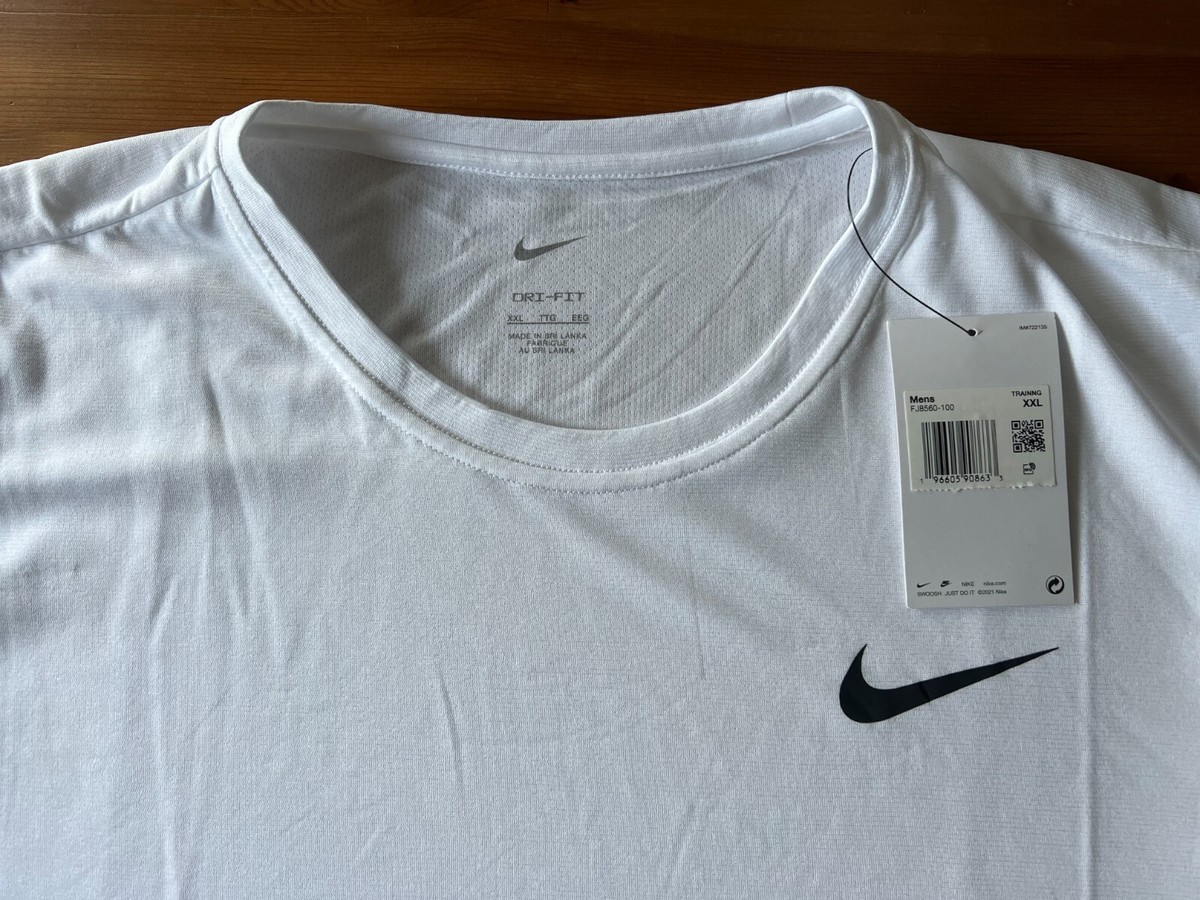 Nike Dri-FIT Men's Short-Sleeve Top FJ8560-100 WHITE XXL | eBay