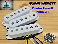 G.M. Premium Alnico II's White Strat Stratocaster Single Coil Set For Fender