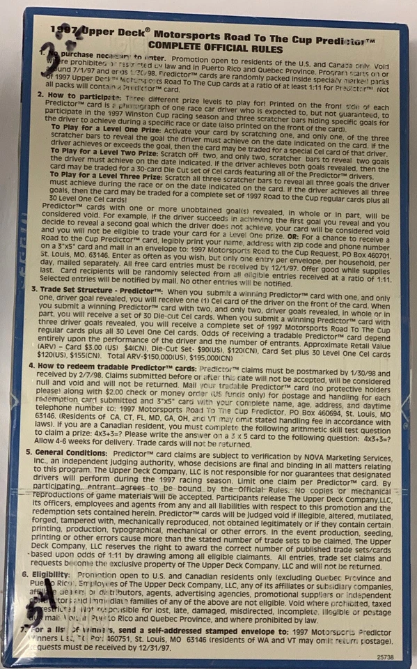 1997 Upper Deck Motorsports Road To The Cup Hobby Racing Box Factory Sealed - Image 3 of 4