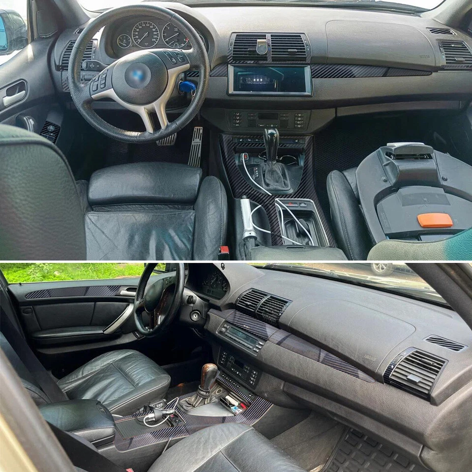 For BMW X5 E53 1999-2006 5D Carbon Fiber Pattern Interior DIY Trim Decals Foto 3 de 4