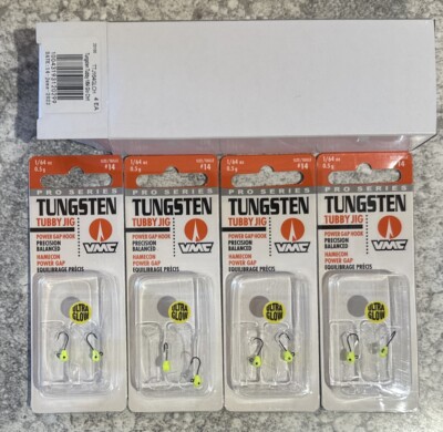 4 Packs VMC Tungsten Tubby Jig 2-Pack 1/64 OZ Chartreuse Glow