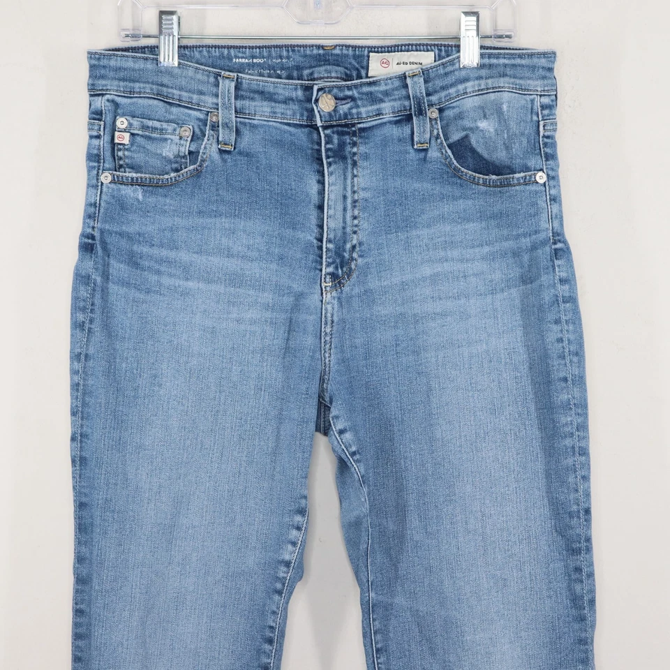 Pantalones de mezclilla Adriano Goldschmied para mujer talla 32x32 lavado claro bota Farrah tiro alto Foto 2 de 4