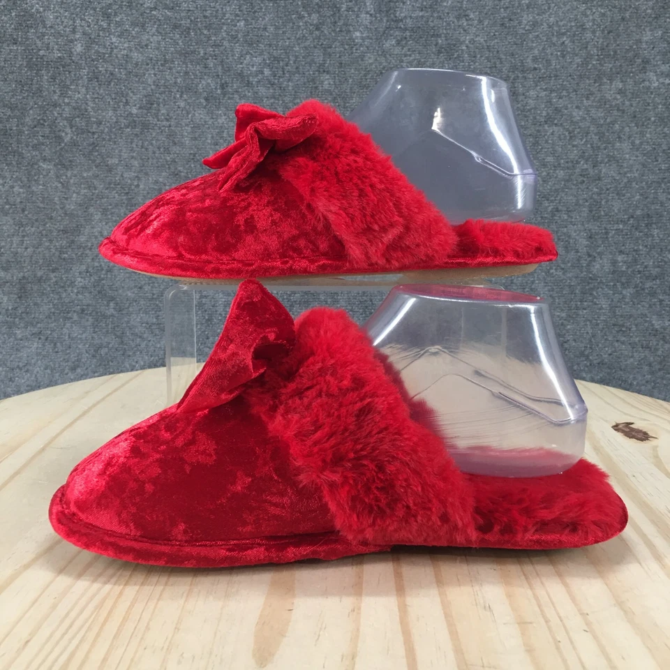 Zapatillas Dena Lives para mujer 7-8 mula rojo terciopelo imitación piel forradas punta cerrada cómodas Foto 2 de 4