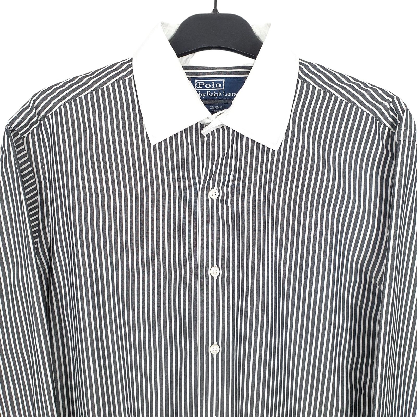 RALPH LAUREN Black Pinstripe Shirt Classic Fit Long Sleeve Casual Mens M image 2