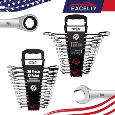 EACELIY 26PCS Ratcheting Wrench Master Set, Combination Wrench Sets, 12-Point