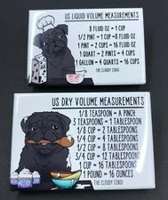 Black Pug Dog Measuring Chart Magnet Set Kitchen Baking and Cooking Guide Gift