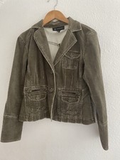 Inc Corduroy Jacket Womens Size Uk 10 Olive Green Cotton Stretch Us Small