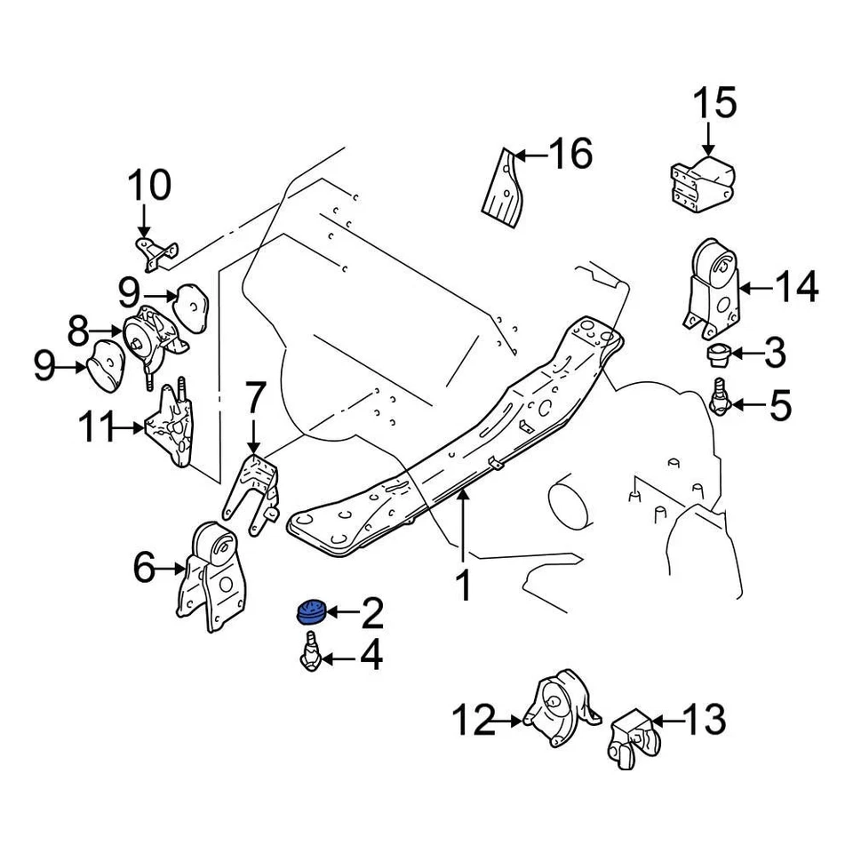For Nissan Maxima 2000-2003 Nissan 1124840U01 Front Engine Cradle Insulator Foto 4 de 4