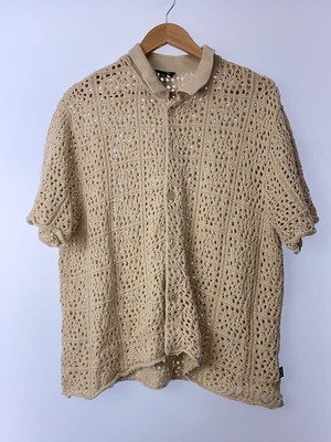 STUSSY CROCHET SHIRT シャツ S Vintage Stussy Japan Dice Painting