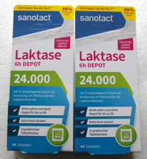 2x 40 Tabletten - Sanotact Laktase - 6 Std Depot - 24.000 - in der Box - Laktose