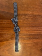 Rare Brooks Brothers Kids Silk Blue Checker Design Clip Bow Tie Silk