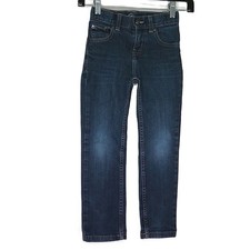 Wonder Nation Boy's Slim Blue Jeans Dark Wash Denim Zip  Snap Straight Sz 6 R