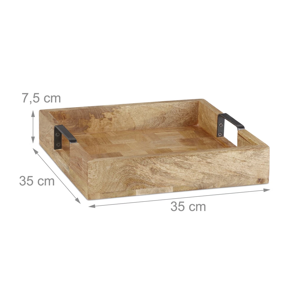 Tablett Serviertablett Küchentablett Holztablett Dekotablett quadratisch - Bild 4 von 4