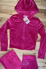  199 NWT JUICY COUTURE Velour OG Bling Tracksuit Set in Free Love Pink Size S