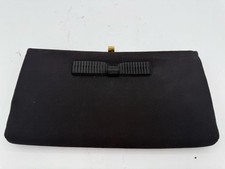 1960s HL USA Harry Levine Evening Clutch Black Fabric Kiss-Lock