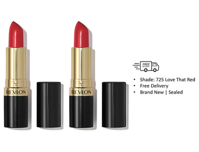 Revlon Super Lustrous Lipstick, 725 Love That Red, New Sealed, Pack Of 2