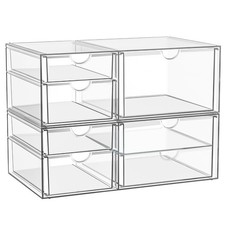Clear Stackable Storage Drawers, Acrylic Makeup Organizer with 7 Drawers, Bat...