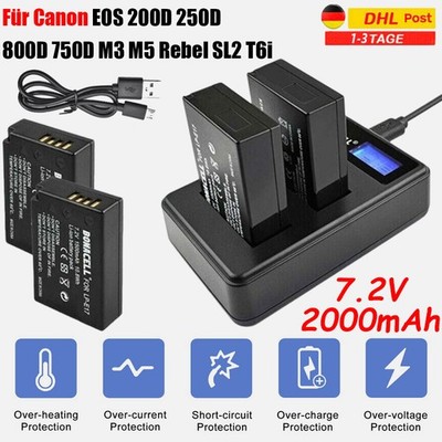 2X 2000mAh Akku LP-E17 + Ladegerät Für Canon EOS 200D 250D 800D 750D 8000D 760D
