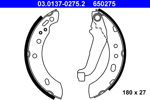 Rear ATE 03.0137-0275.2 Brake Shoe Set for NISSAN