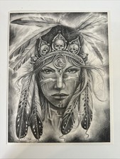 Tony Olivas reproduction art print native american girl 2018 Sacred Heart Tattoo