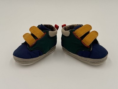 VTG Gymboree Soft Sole Baby Crib Shoe Moose Plaid Colorful Size 01 w Box 3-6 Mos