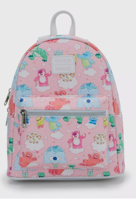 Loungefly Mini Backpack: Pixar CHARACTERS ON CLOUDS Pink White Blue