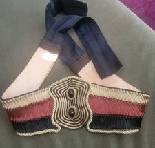 Vintage Wide Belt With Rope And Faux Onix Embellishments. MEDIUM