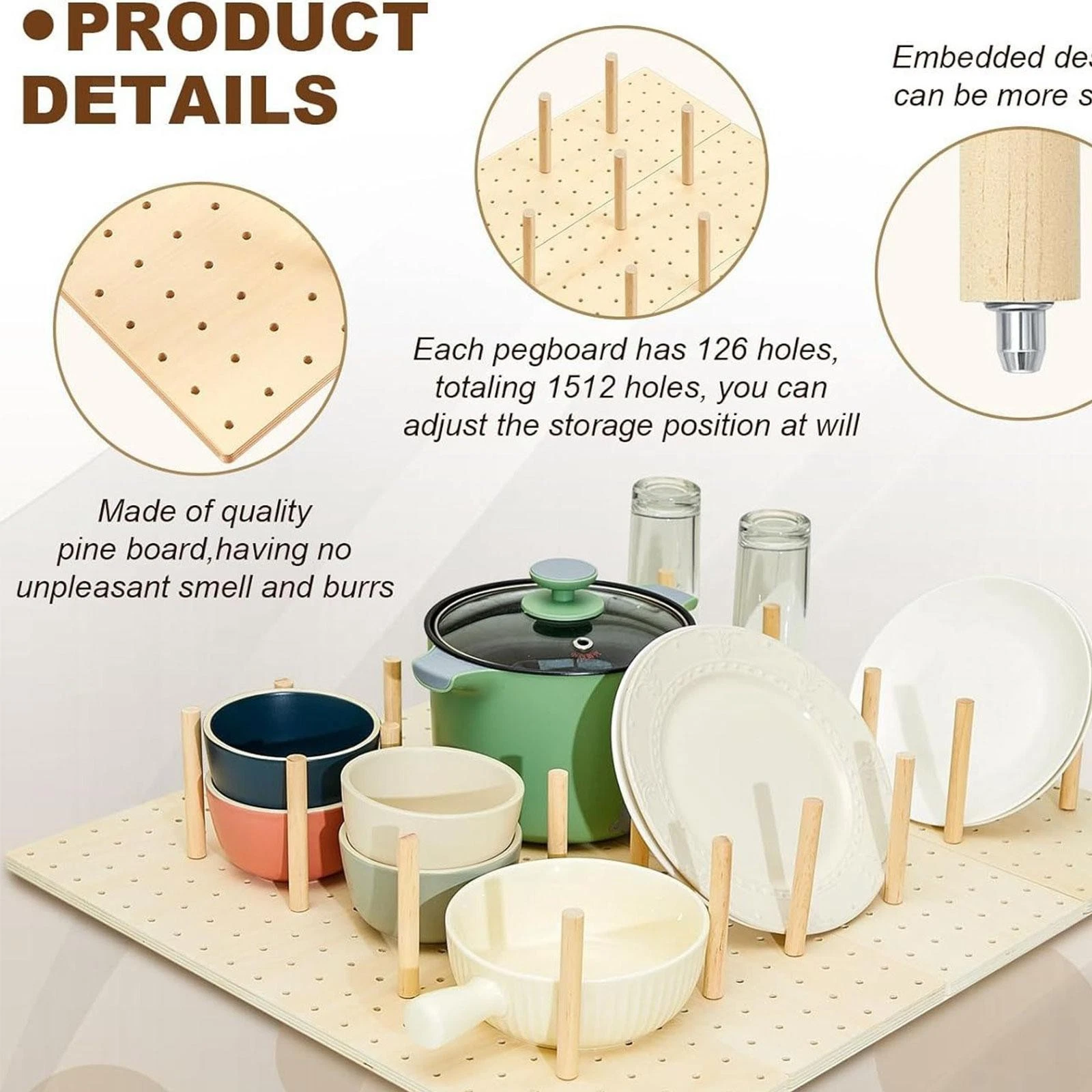 Wood Pegboard Drawer Organizer Adjustable with Drawer Peg
Opens in a new window or tab
