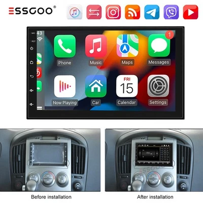 ESSGOO 7" Double Din Apple Carplay Android Auto Touch Screen Car Stereo Radio Bluetooth