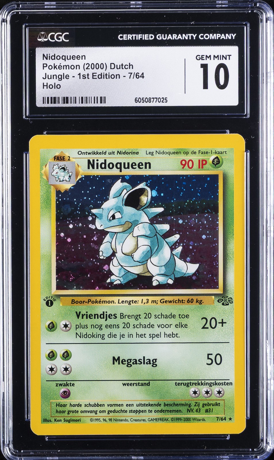 2000 POKEMON DUTCH JUNGLE 1ST EDITION HOLO #7 NIDOQUEEN CGC 10 GEM MINT