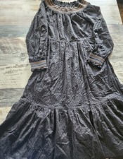 Universal Threads Size XS Brown Maxi With Multi-Color Embroidery Neckline And...