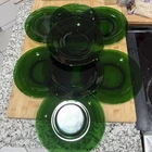 VTG 8 Vintage Green Depression Glass Plain Salad Dessert Plates 10.25" *