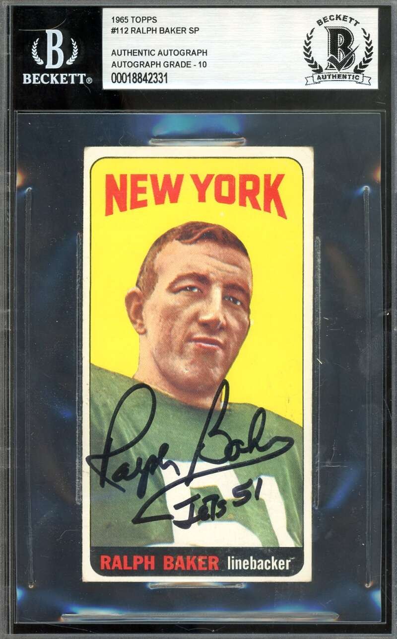 Ralph Baker Gem Mint 10 Beckett BAS Signed Rookie 1965 Topps Autograph