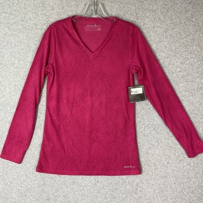 Eddie Bauer Top Womens Size S Pink V Neck Long Sleeve Wicking Stretch Active NWT