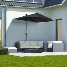 Image of 2m Half Balcony Parasol Market Umbrella w/ Double-Sided Canopy, Base