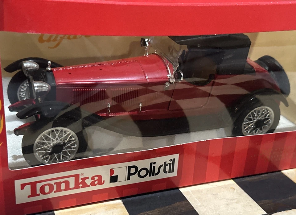 Tonka Polistil Alfetta 1750 阿尔法罗密欧 1: 16 TG 红色黑色上衣复古全新带盒 — 第 3/4 张图片