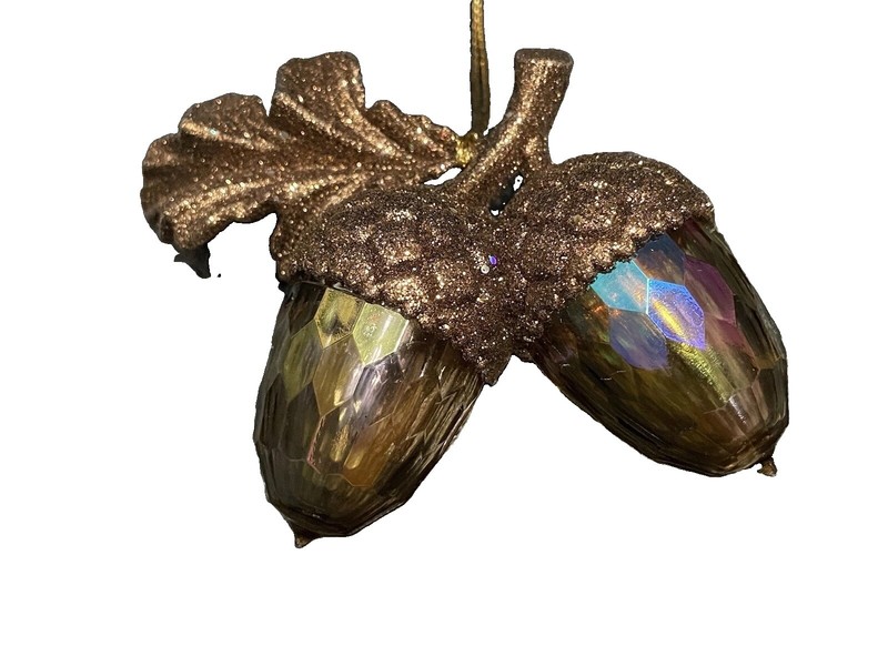 Copper Color Double Acorn Christmas Ornament