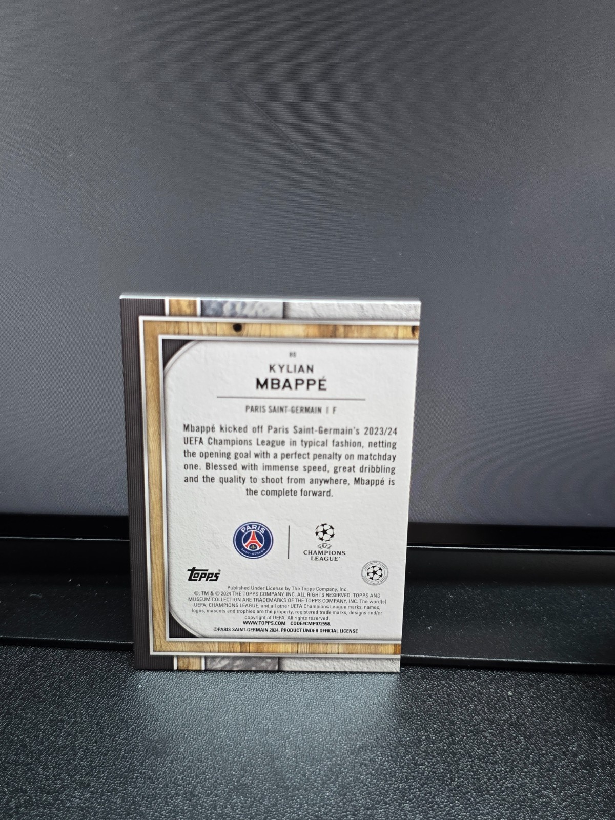 2023-24 Topps Museum UEFA purple /99-Kylian Mbappe view 2