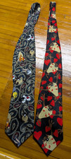 VTG 90s Looney Tunes Lot of 2 Ties Taz Tasmanian Devil Paisley Love
