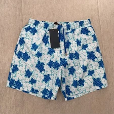 Vilebrequin Shorts Adult XL Blue Floral Turtle Print Lined Swim Trunks Mens NEW