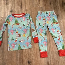 Care Bears Birdie Bean Pajamas 3T Unisex Rainbow Bears Christmas Bamboo Holiday