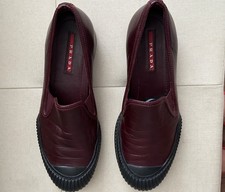 Prada Rubber Toed Cordovan Leather Loafers Size 36