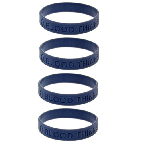 4 Pack Adult Blood Thinner Medical Alert ID Silicone Wristbands Bracelets Safety - Picture 25 of 28