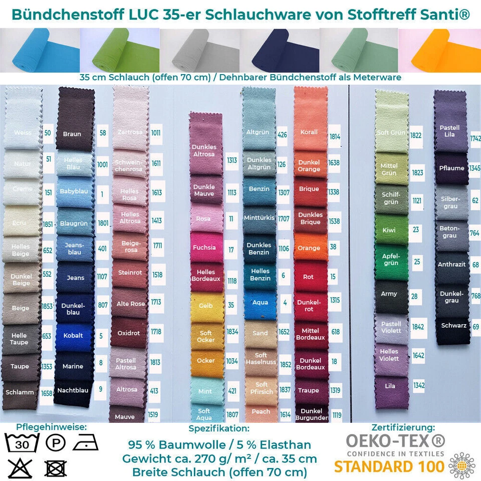 Bündchenstoff-LUC-Strickschlauch-35 cm Schlauch - 25 cm Schritte- Meterware - Bild 3 von 4